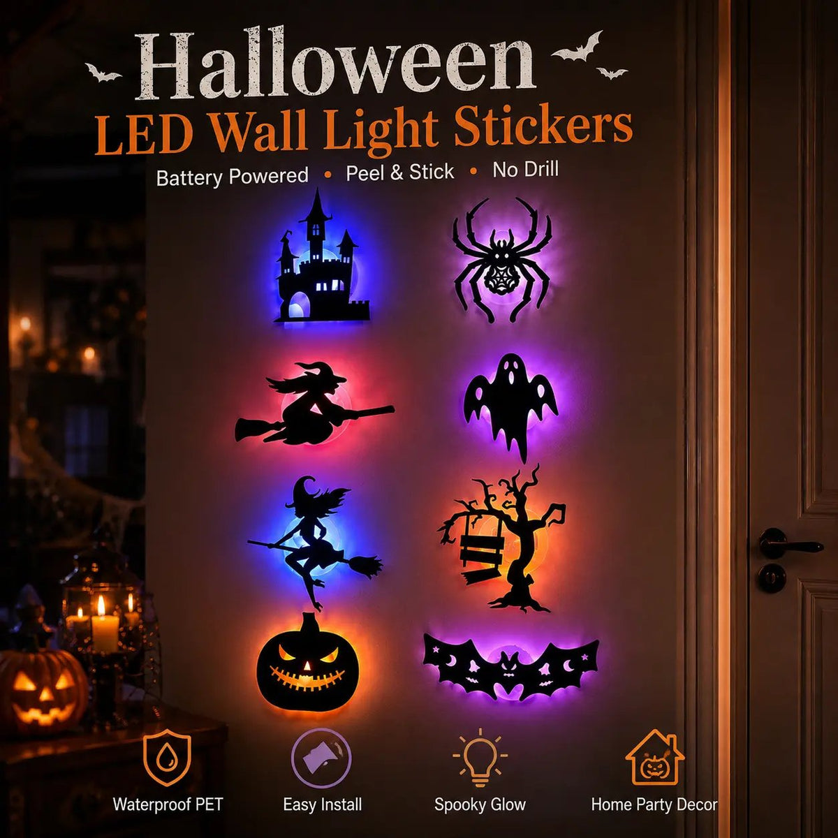 🎃 Halloween LED Silhouette Wall Light Stickers 🎃-2