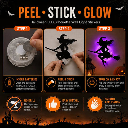 🎃 Halloween LED Silhouette Wall Light Stickers 🎃-2