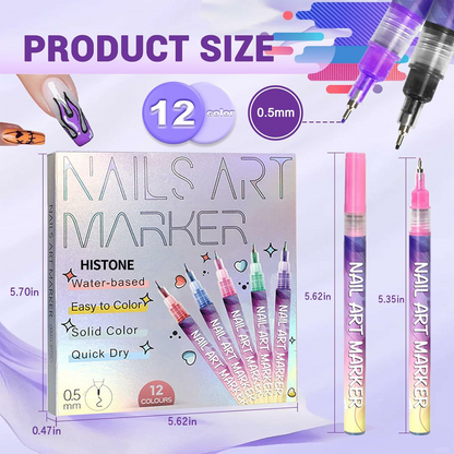 💅12-Shade Nail Design Pens for Smooth, Precise, Salon-Quality Results