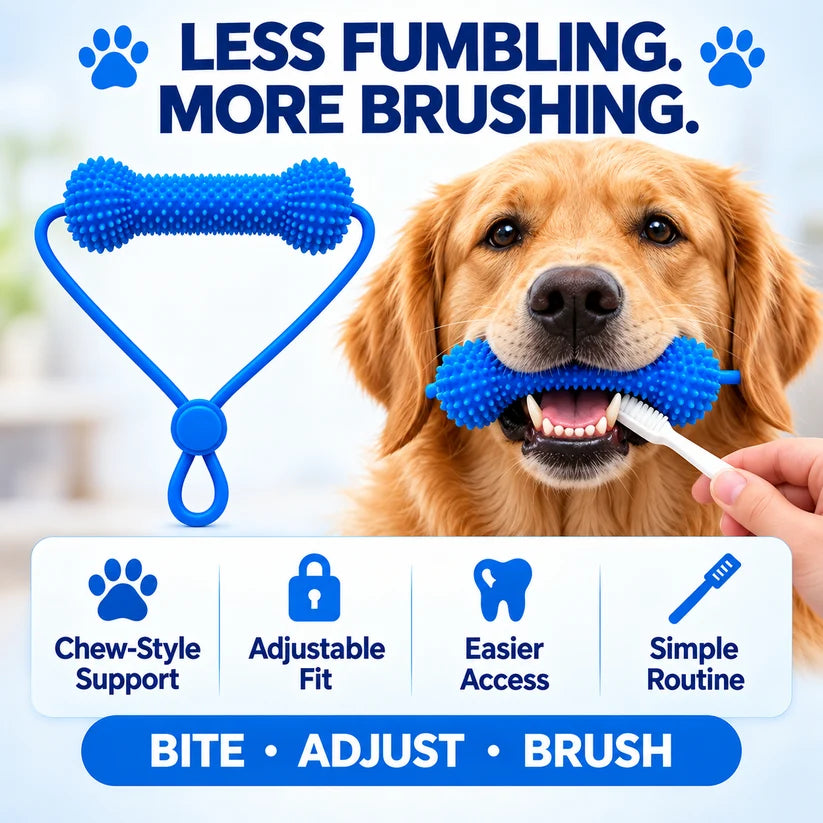 🐶Dog Brushing Aid Chew Support – Easy & Safe Teeth Cleaning Without the Struggle!