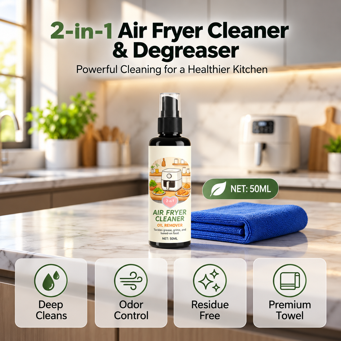 50ML Air Fryer Cleaner with cleaning towel