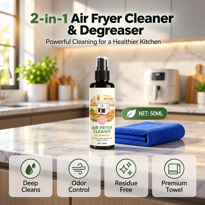 2-in-1 Air Fryer Cleaner and Degreaser Spray-50ml+Towel