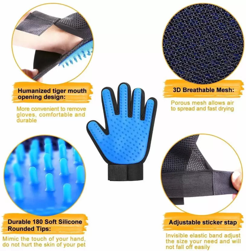 Pet Grooming & Deshedding Glove Remove Loose Fur While You Pet — No More Struggling With Brushes.